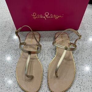 Lilly Pulitzer Metallic Gold Rita Sandals
